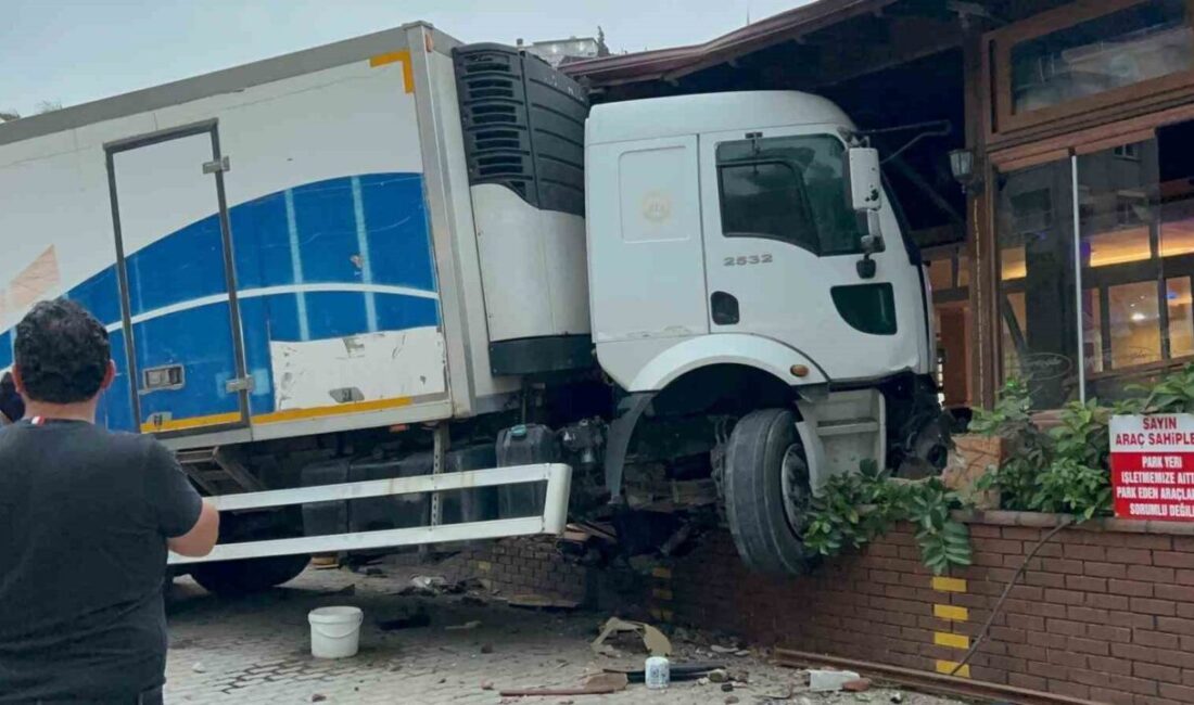 Hatay’da freni arızalanan tır, park halindeki vidanjöre çarptı. Tırın önüne
