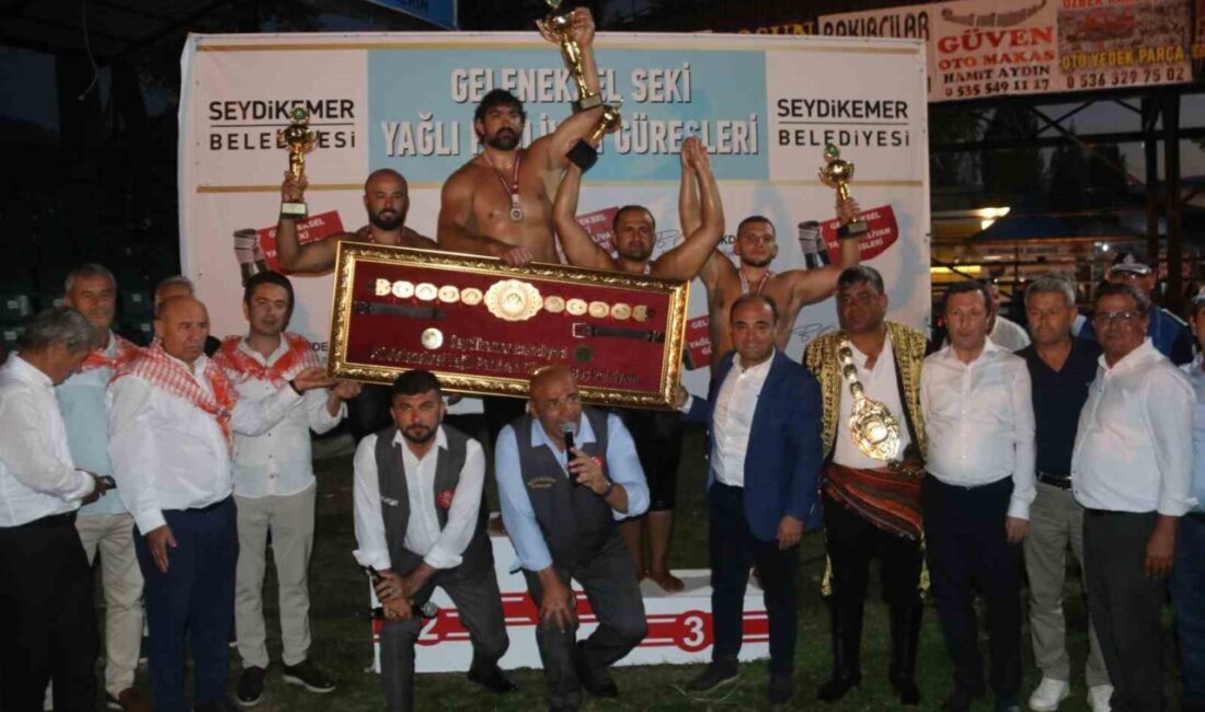 Muğla’nın Seydikemer ilçesinde 32. Geleneksel Yayla Seki Yağlı Güreşleri finalinde