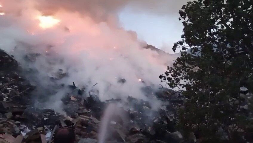 Adıyaman’ın Gölbaşı ilçesine bağlı Yukarı Çöplü köyünde hafriyat dökülen alanda