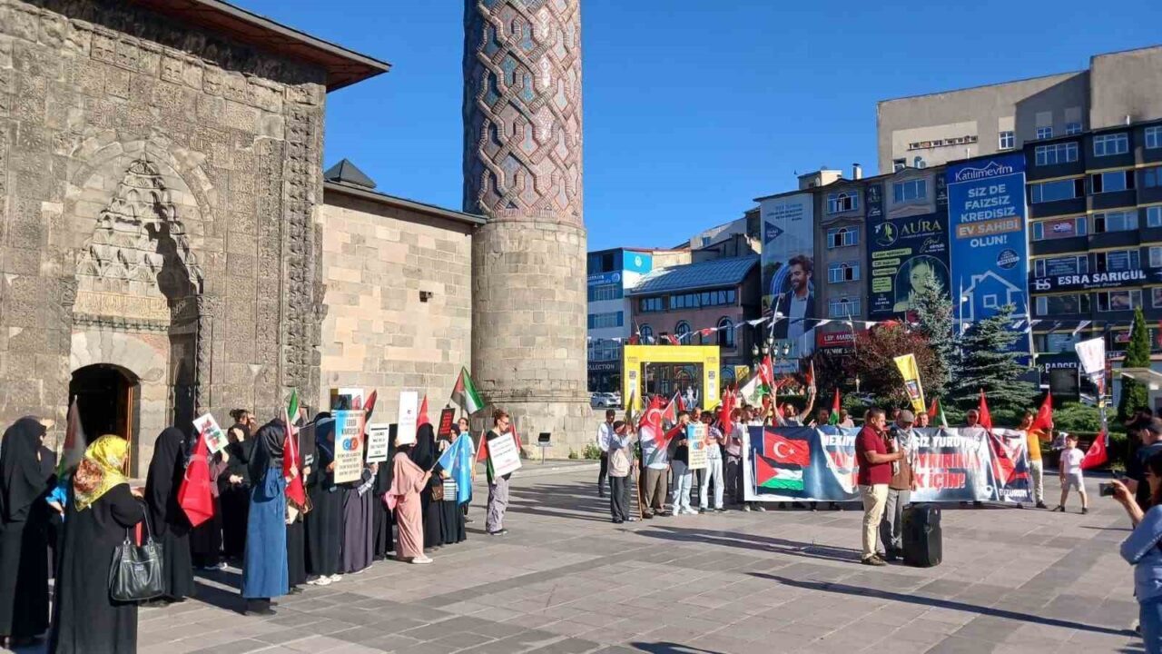 Erzurum’da 93. haftadır kesintisiz olarak, İsrail’in Gazze’ye yönelik saldırılarını protesto