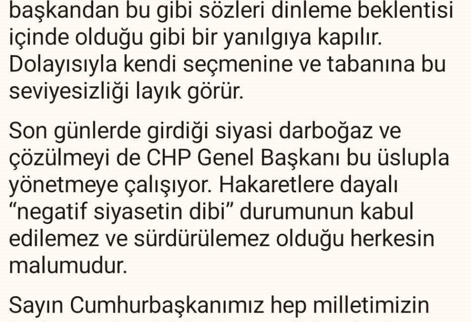 Cumhurbaşkanlığı İletişim Başkanı Burhanettin Duran,” Son günlerde girdiği siyasi darboğaz
