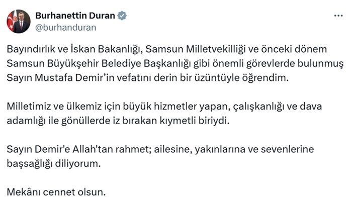 Cumhurbaşkanlığı İletişim Başkanı Burhanettin Duran, Bayındırlık ve İskan eski Bakanı,