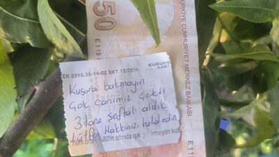 Bursa’da bir hareket “insanlık ölmemiş” dedirtti. İznik ilçesinde bir şeftali