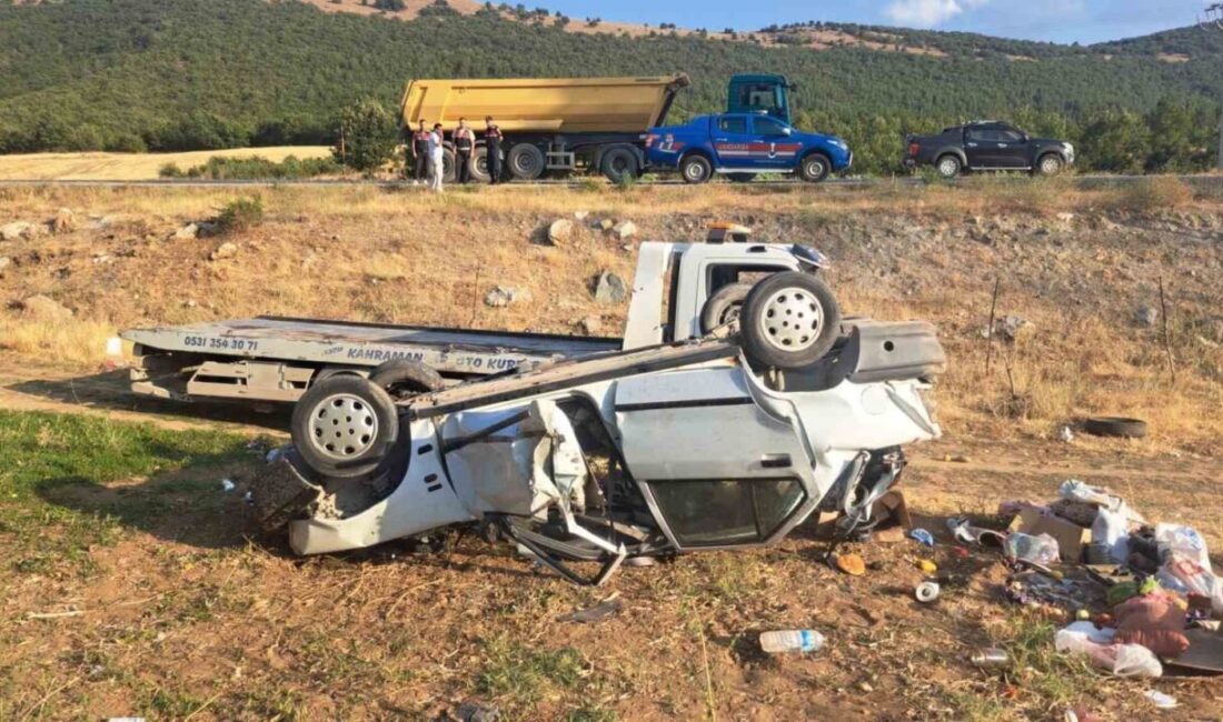 Kahramanmaraş’ta meydana gelen trafik kazasında takla atan otomobilde koca ölürken,