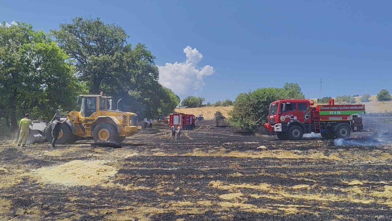 Karabük’ün Eflani ilçesinde boş arazide çıkan anız yangını, yerleşim yerine