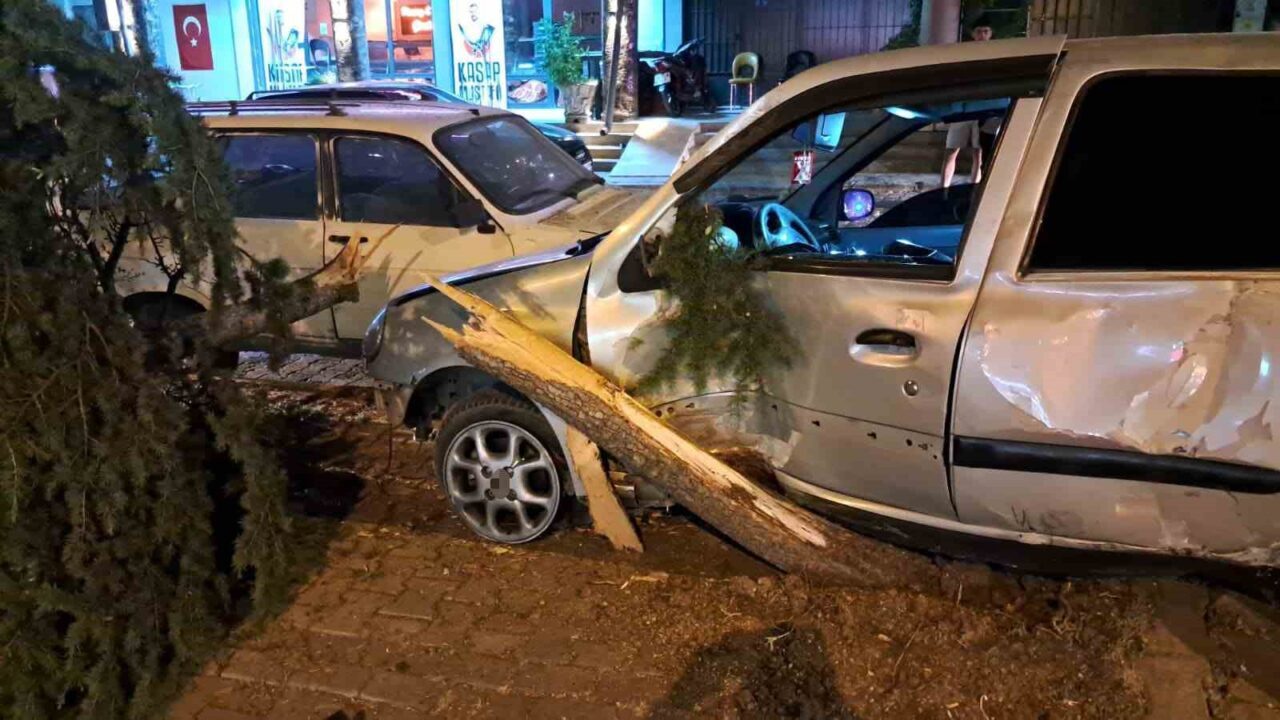 Karaman’da kontrolden çıkan otomobil, park halindeki üç tekerlekli bisiklet ile