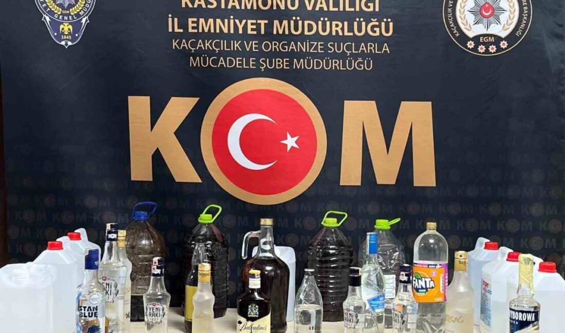 Kastamonu’da polis ekipleri tarafından bir işyerinde yapılan aramalarda 58 litre