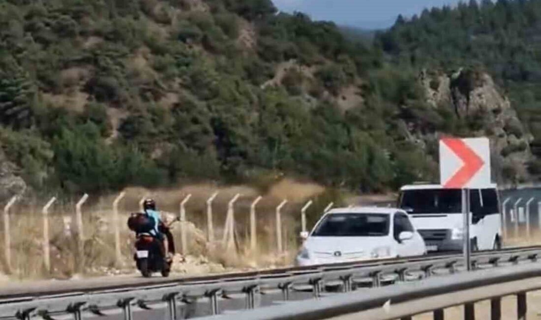 Tokat’ta D-100 karayolunda ters şeritte kilometrelerce ilerleyen motosiklet sürücüsü kameraya