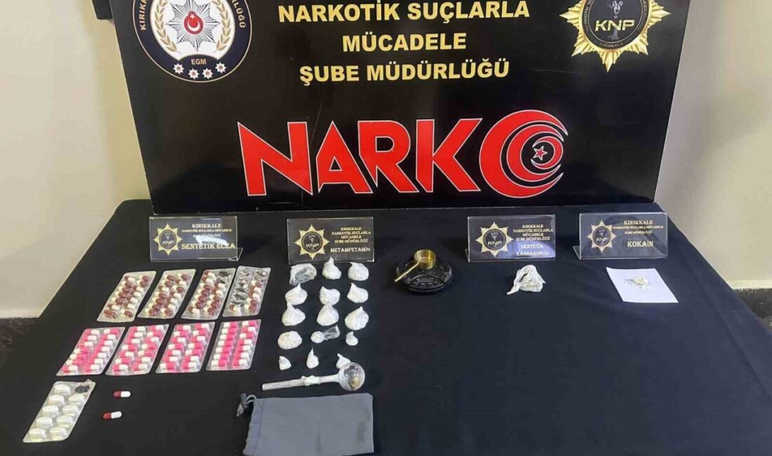 Kırıkkale’de polis ekiplerince gerçekleştirilen uyuşturucu operasyonunda çeşitli türlerde uyuşturucu madde