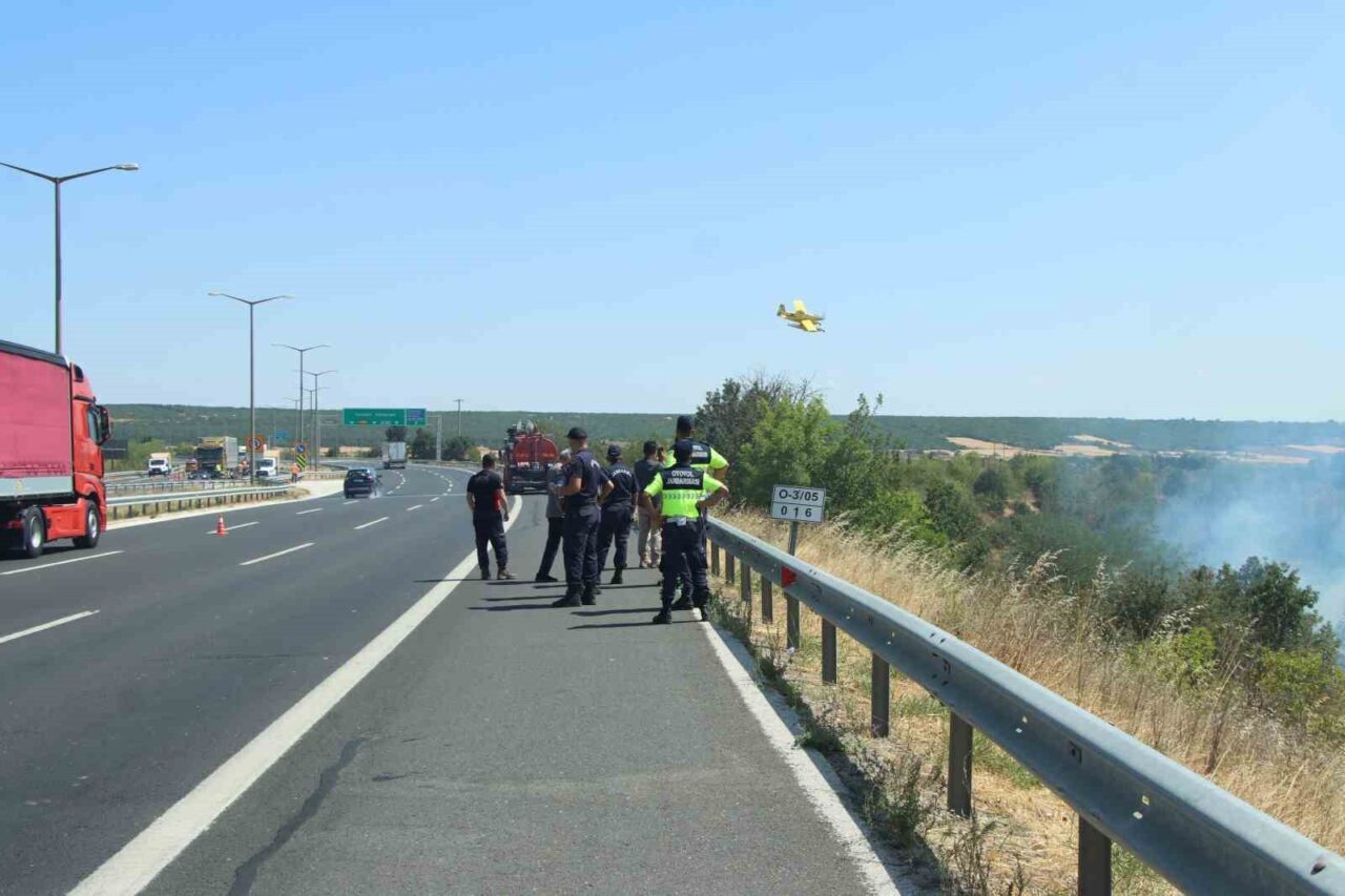 Kırklareli’nde anız alanında başlayan ve ağaçlık alana sıçrayan yangın söndürüldü,
