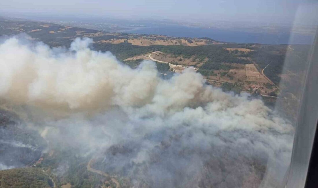 Kocaeli’nin Karamürsel ilçesinde devam eden orman yangını sebebiyle Akçat köyünün
