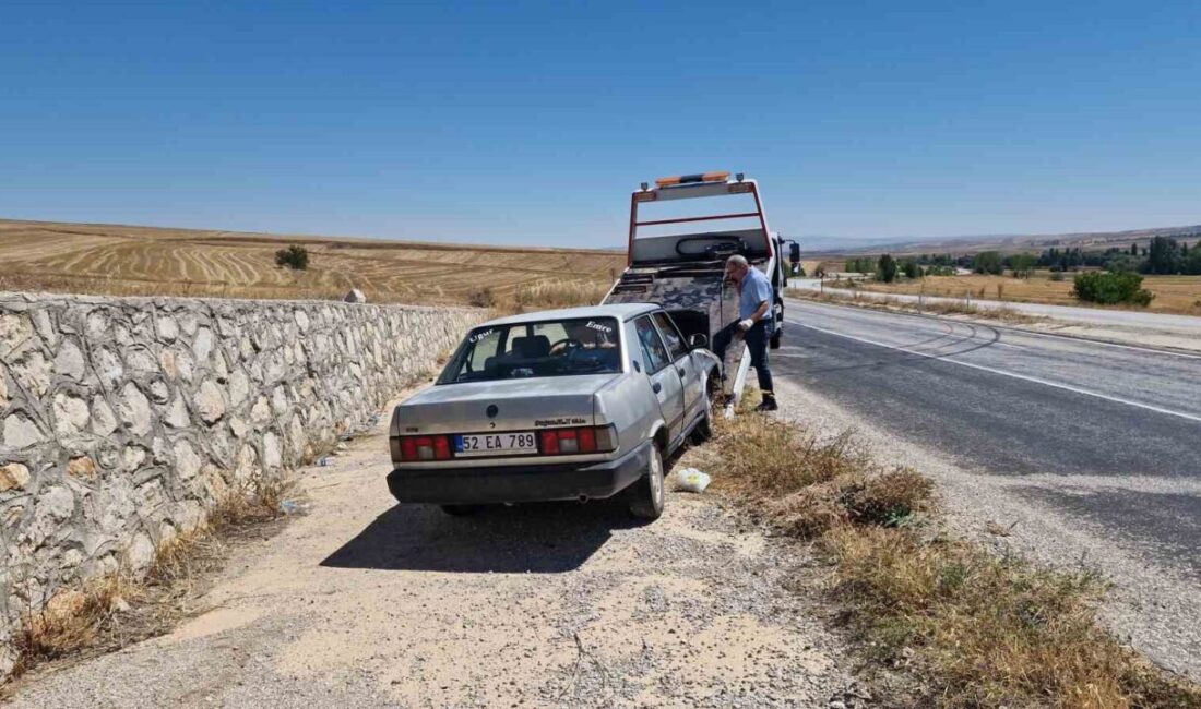 Çorum’un Alaca ilçesinde kontrolden çıkan Fiat Tofaş otomobilin iksa duvarına