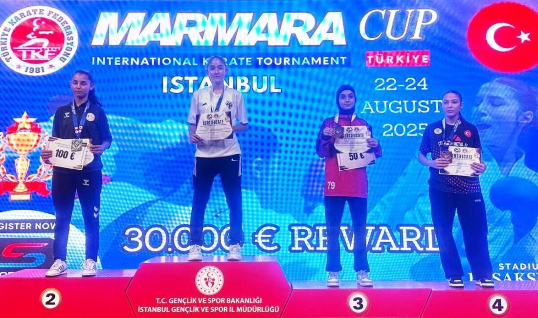 Körfez Gençlerbirliği Spor Kulübü’nün genç karatecileri, katıldıkları uluslararası turnuvadan madalyalarla