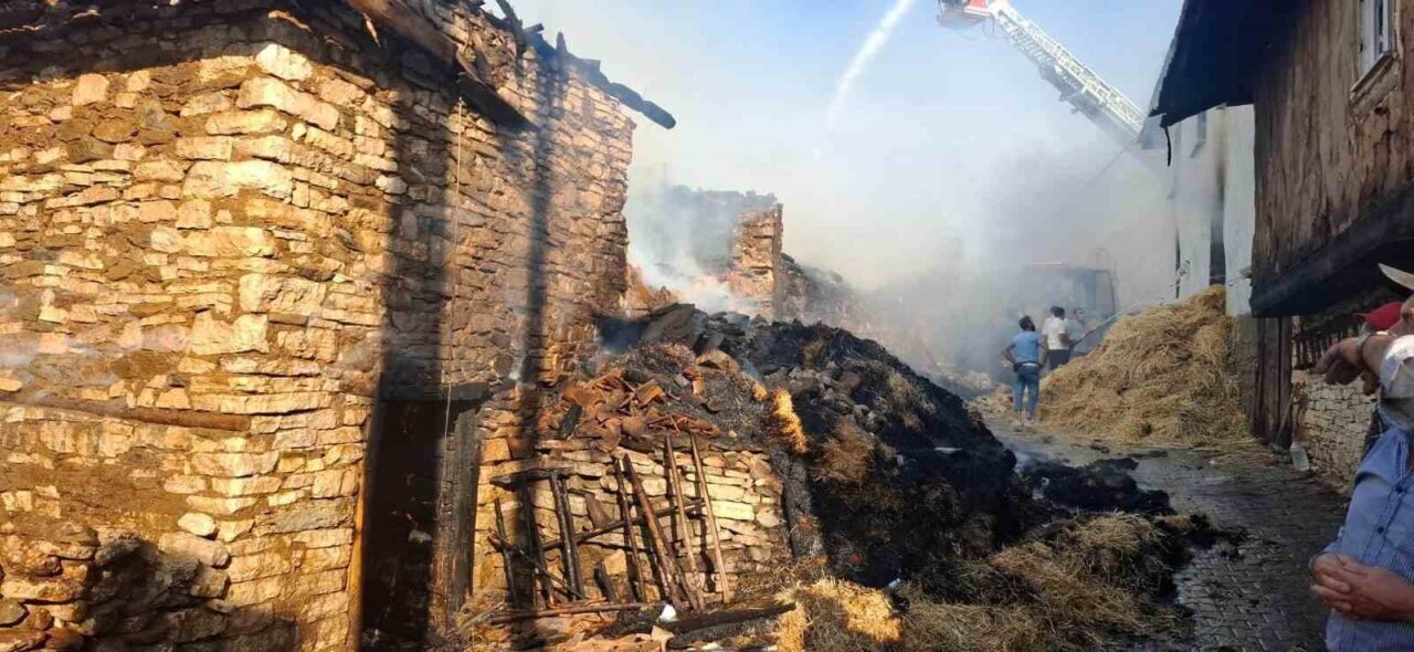 Kütahya’nın Emet ilçesine bağlı Konuş köyünde çıkan yangında 4 ev