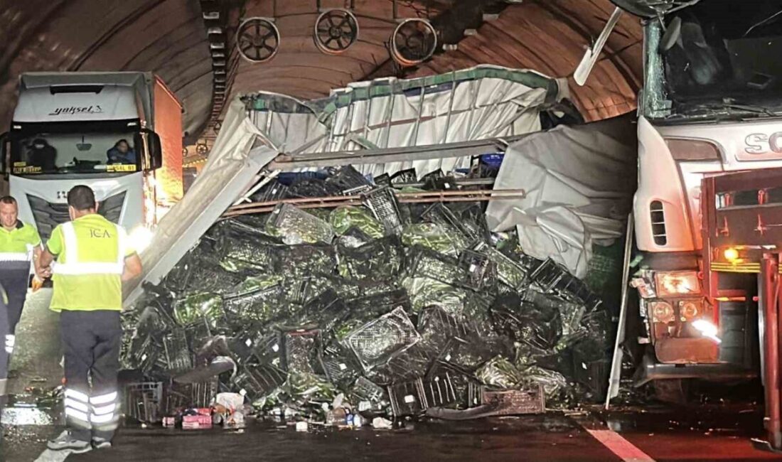 Kuzey Marmara Otoyolu Riva Tüneli içerisinde seyir halindeki tır, lastiğinin