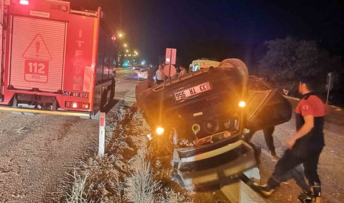 Mardin’in Artuklu ilçesinde refüje çarpan otomobilin devrildiği kazada 3 kişi