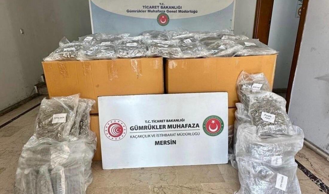 Mersin Limanı’nda şüphe üzerine detaylı incelemeye alınan konteynerde 587 kilogram