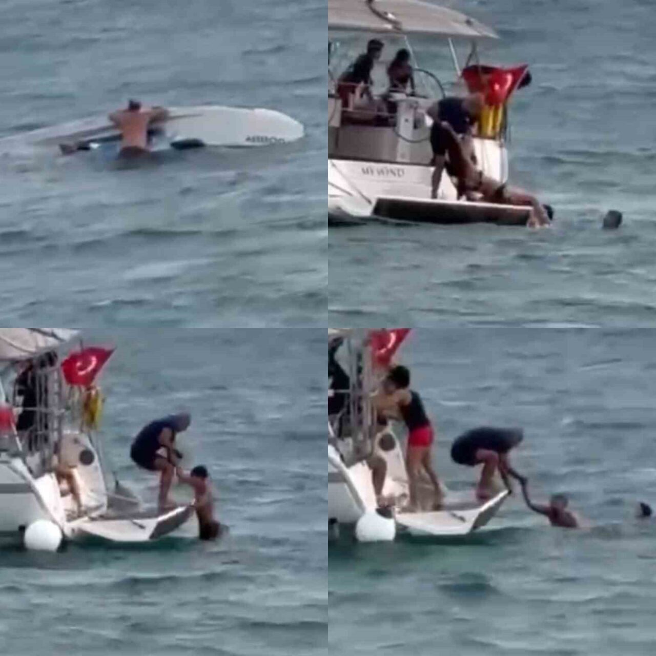 Mersin’in Erdemli ilçesinde gezinti amaçlı denize açılan tekne alabora oldu.