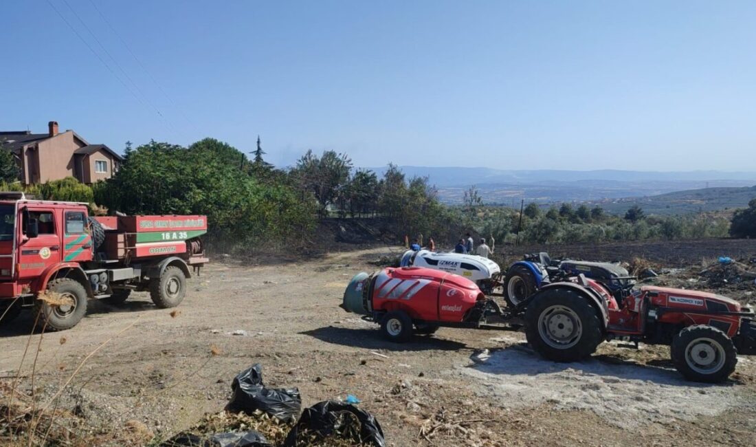 Mudanya Mürsel Mahallesi’nde çöplüğe dökülen atıklardan çıkan yangın, rüzgarın da