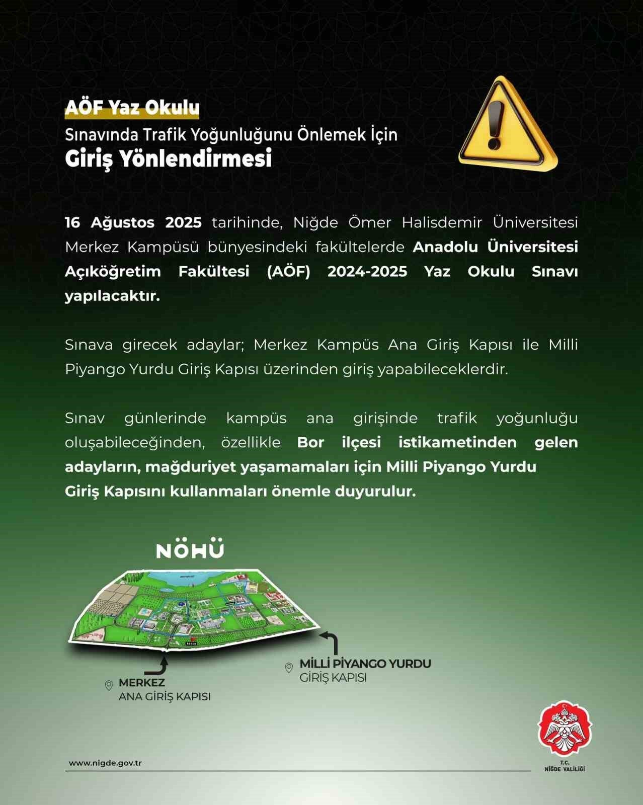 16 Ağustos 2025 tarihinde Niğde Ömer Halisdemir Üniversitesi Merkez Kampüsü’nde,