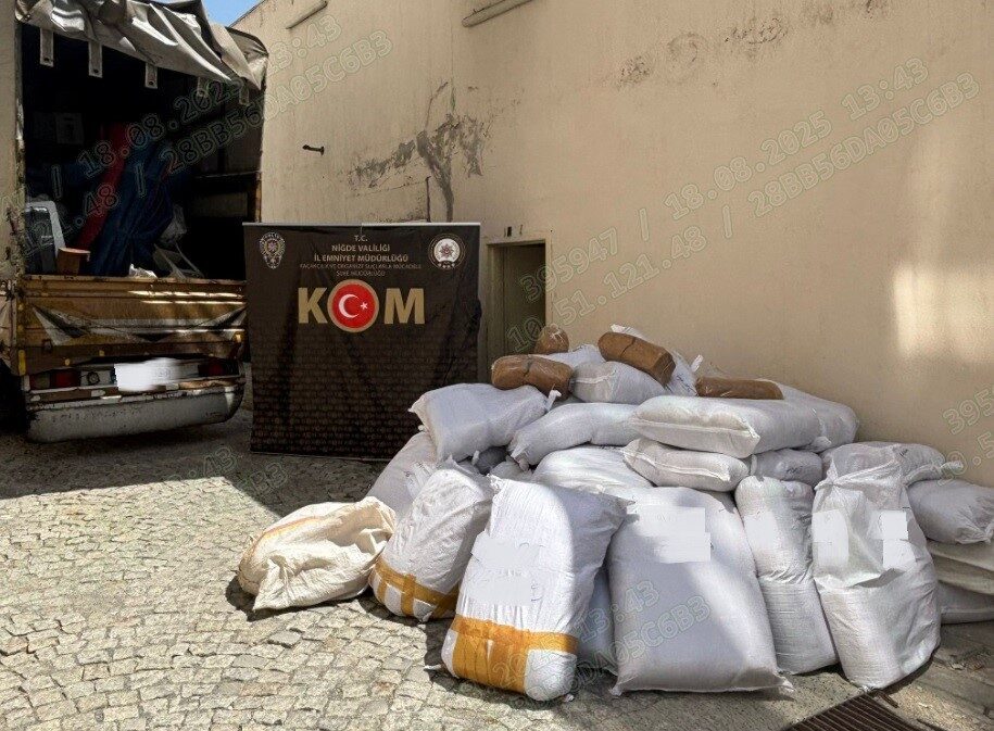 Niğde İl Emniyet Müdürlüğü ekiplerince yapılan çalışmalarda bin 600 kilo