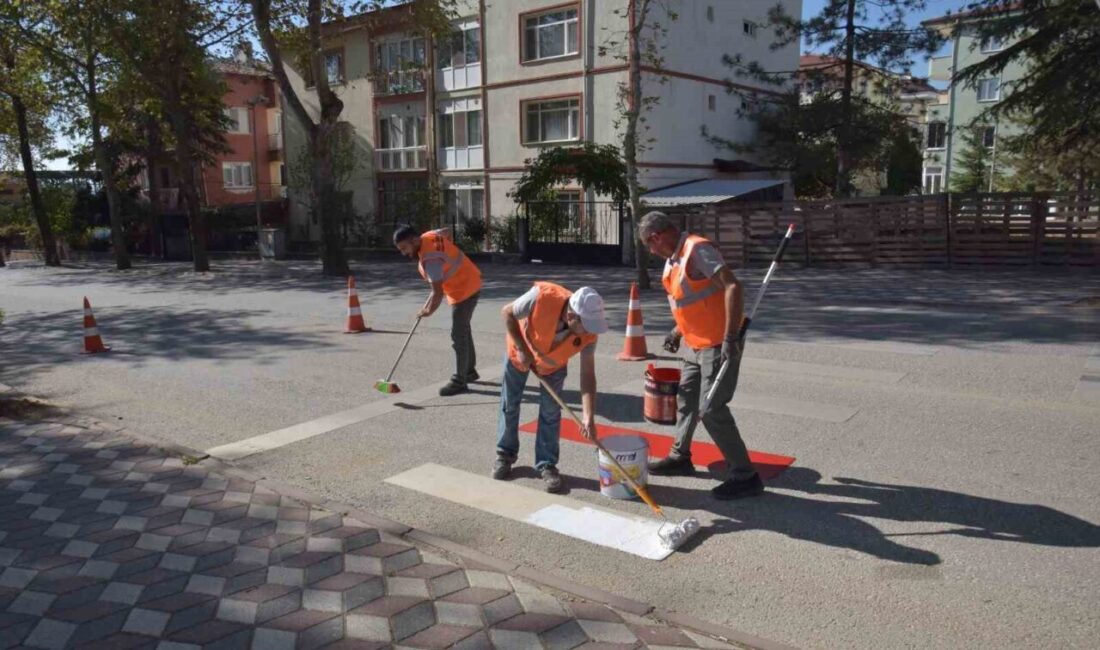Bilecik Belediyesi tarafından yürütülen çalışmalar kapsamında tüm okul önlerinde çizgi