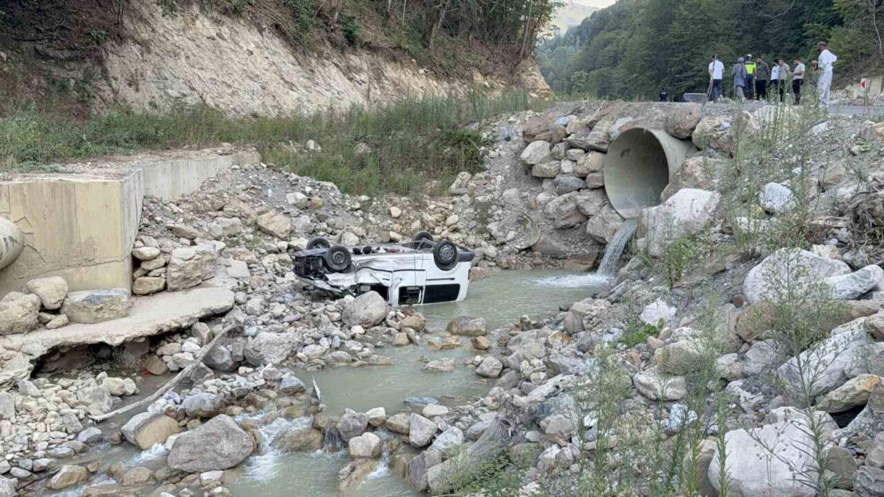 Düzce’de Samandere Şelalesi’ne pikniğe giden ailenin içinde bulunduğu hafif ticari
