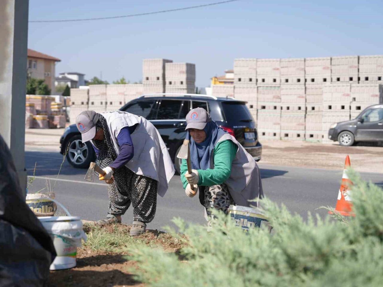 Düzce Belediyesi Park ve Bahçeler Müdürlüğü ekipleri şehrin ana arterlerinde