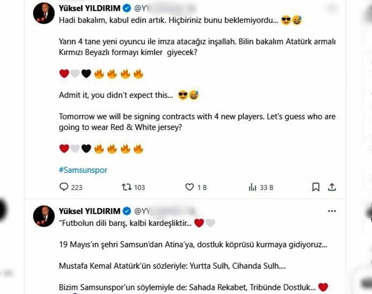 Samsunspor Başkanı Yüksel Yıldırım, UEFA Avrupa Ligi play-off mücadelesi öncesinde