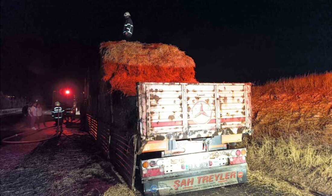 Şanlıurfa’da seyir halindeki saman yüklü tır alev aldı. Edinilen bilgiye