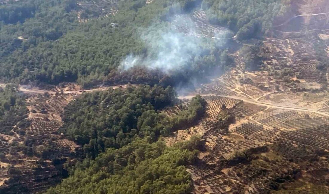 Muğla’nın Seydikemer ilçesi Yakacık bölgesinde başlayan orman yangını ekiplerin havadan