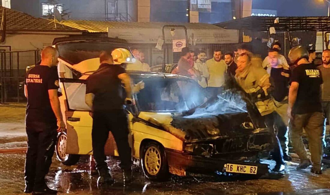 Bursa’nın İnegöl ilçesinde seyir halindeki otomobil alev alev yandı. Edinilen