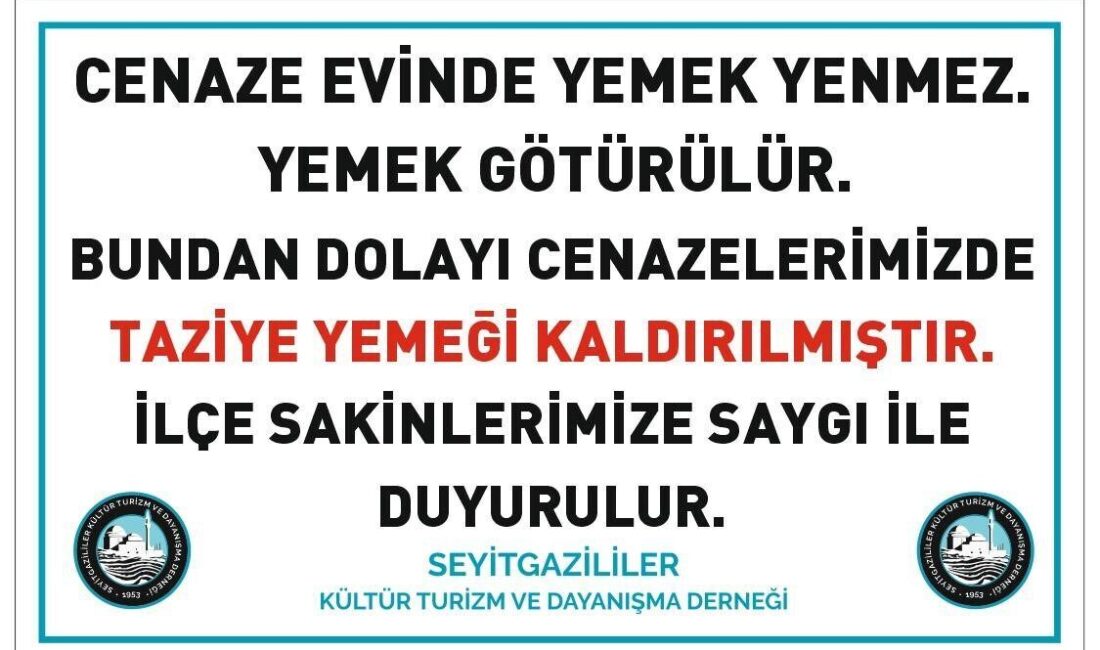 Eskişehir’de Seyitgazililer Kültür Turizm ve Dayanışma Derneği, ilçede taziye yemeği