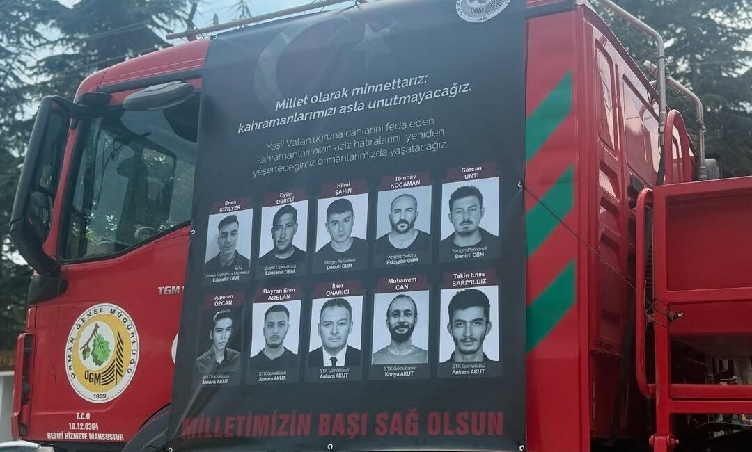 Eskişehir’de çıkan yangında şehit olan 10 kahraman için Seyitgazi ilçesinde