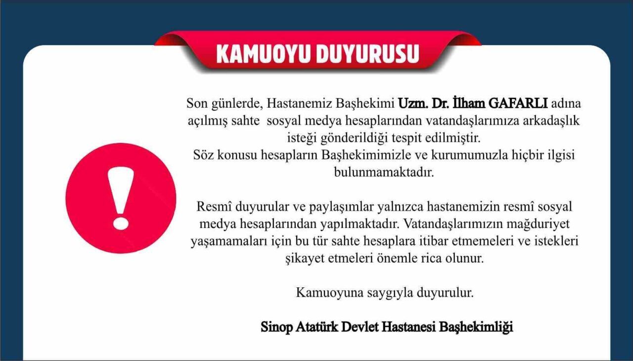 Sinop Atatürk Devlet Hastanesi, kurum Başhekimi Uzm. Dr. İlham Gafarlı