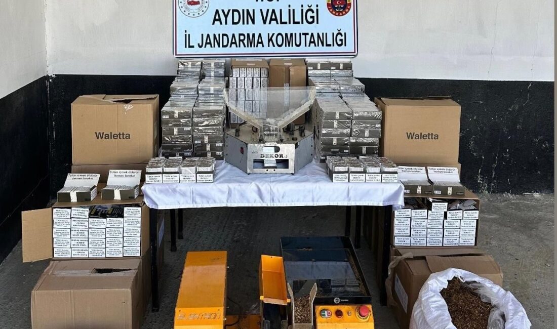 Aydın’ın Söke ilçesinde gerçekleştirilen operasyonda binlerce makaron ve kaçak tütün