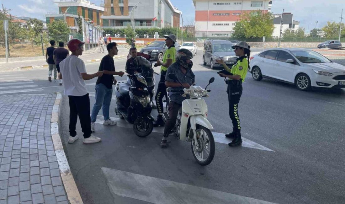 Tekirdağ Kapaklı ilçesinde motosiklet kullanıcılarına yönelik denetimler Yıldızkent Köprülü Kavşağı’nda