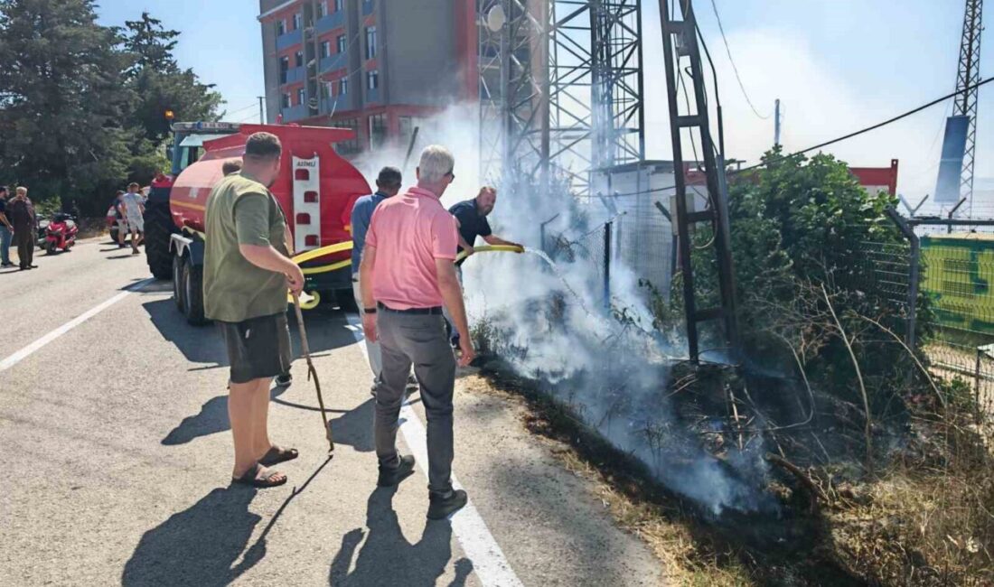 Tekirdağ’ın Malkara ilçesinde yol kenarında çıkan yangın, çevredeki fabrika ve
