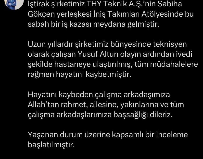 Türk Hava Yolları (THY) İletişim Başkanı Yahya Üstün, Sabiha Gökçen