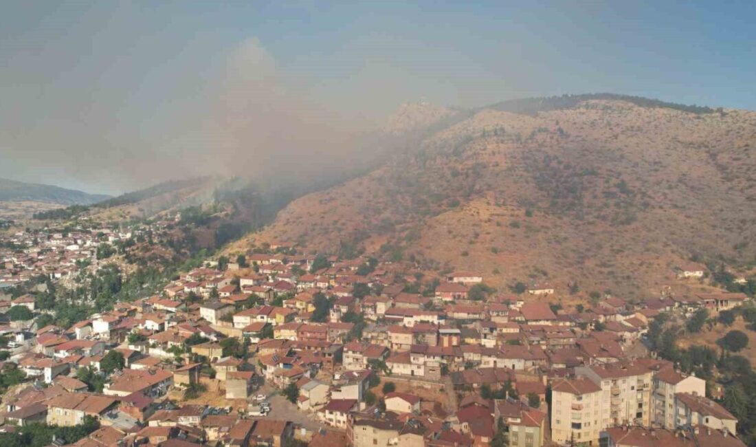 Tokat’ta şehir merkezinde bulunan Gıjgıj tepesinde otluk alanda çıkan yangın
