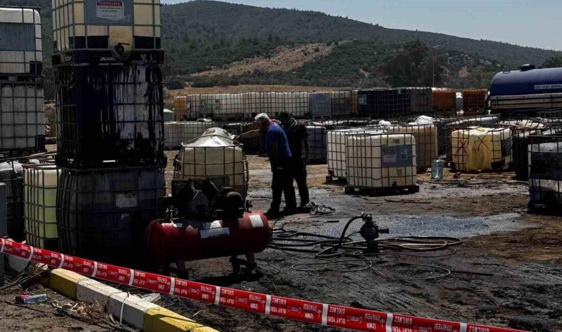 İzmir’in Torbalı ilçesinde kaçak akaryakıt toplama alanında kimyasal maddelerin tepkimeye