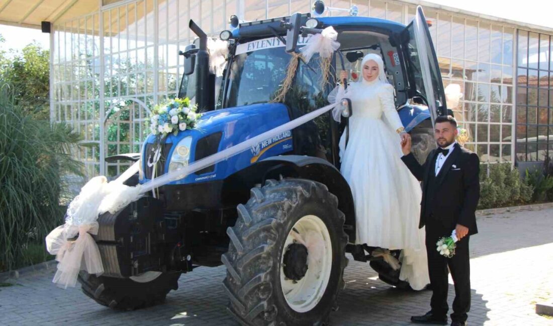 Amasya’nın Suluova ilçesinde dünyaevine giren genç çift, gelin arabası için