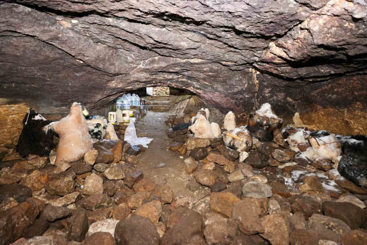 Konya’nın merkez Meram ilçesine bağlı Kızılören Mahallesi’nde mağaraya peynir koyma