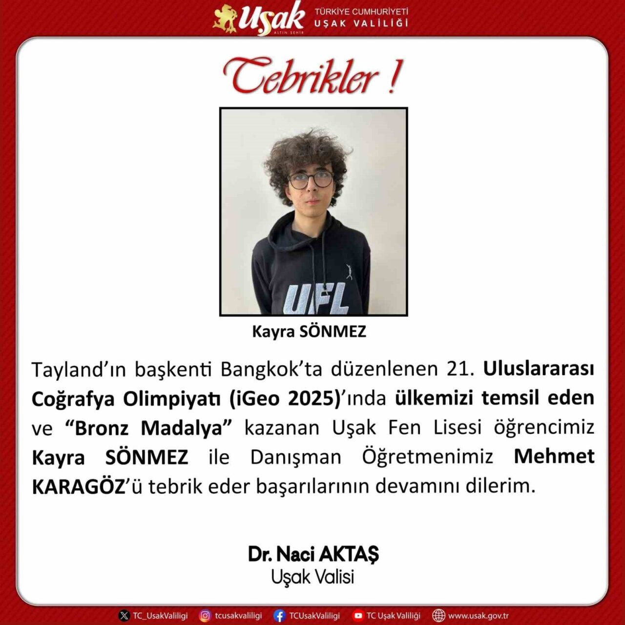 Tayland’ın başkenti Bangkok’ta düzenlenen 21. Uluslararası Coğrafya Olimpiyatı’nda (iGeo 2025)