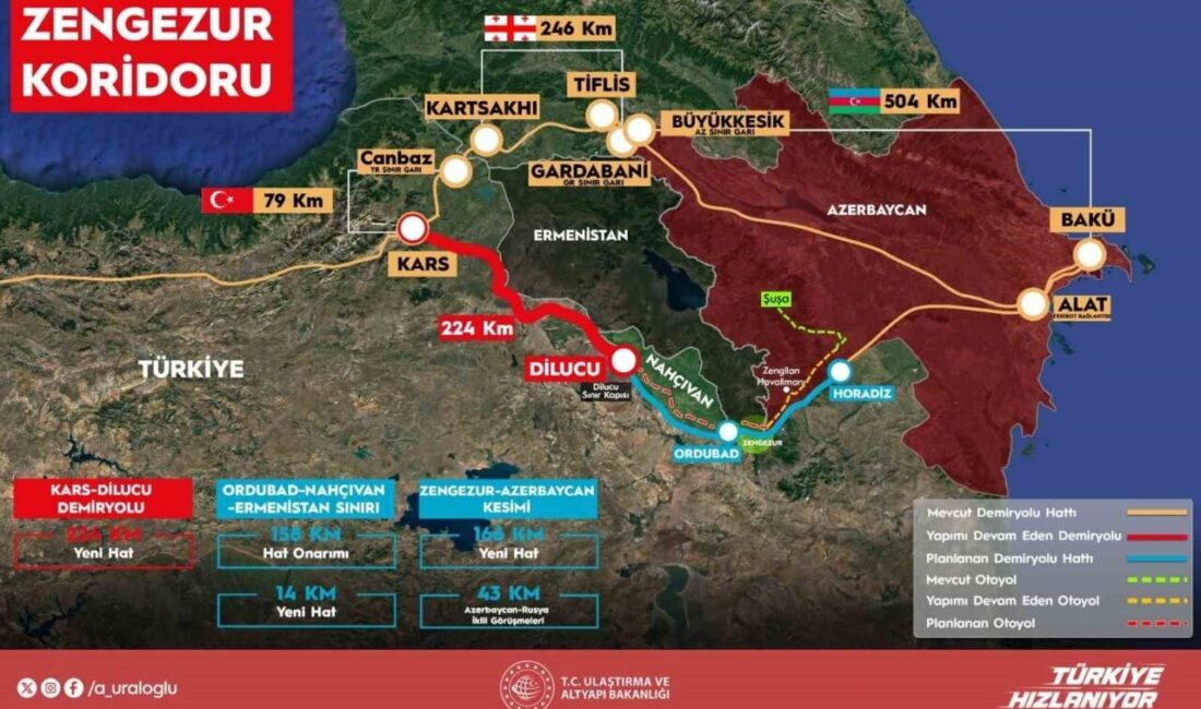 Ulaştırma ve Altyapı Bakanı Abdulkadir Uraloğlu, Kars-Iğdır-Aralık-Dilucu Demiryolu Hattı’nın temelinin