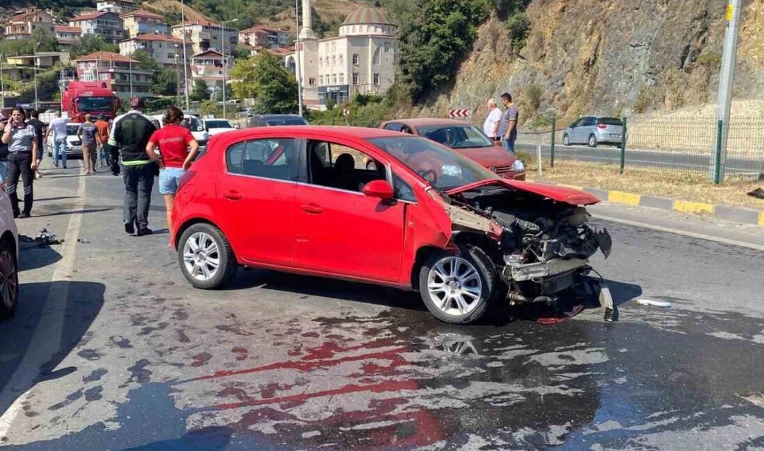 Zonguldak’ın Ereğli-Alaplı Karayolu üzerinde Plajlar mevkisinde meydana gelen zincirleme trafik
