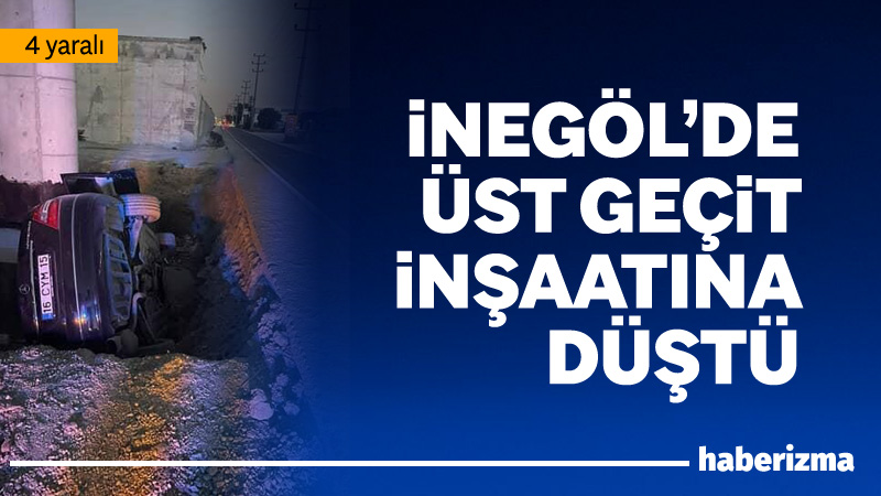 Bursa’nın İnegöl ilçesinde meydana gelen kazada kontrolden çıkan otomobil üst