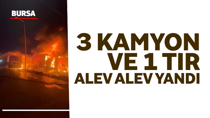 Bursa’nın Osmangazi ilçesinde park halindeki 3 kamyon ve 1 tır