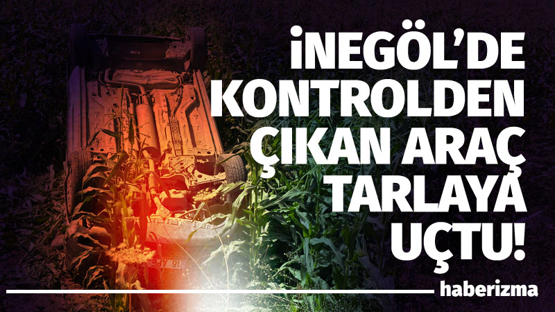 Bursa’nın İnegöl ilçesinde virajda sürücüsünün kontrolünden çıkan hafif ticari araç