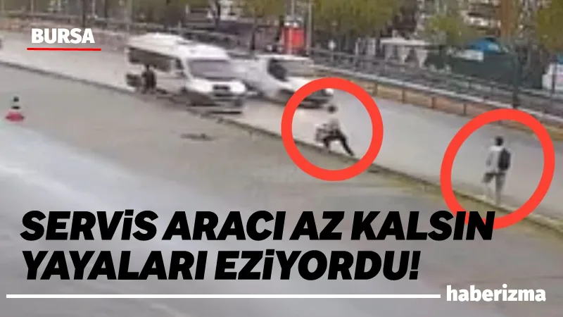 Bursa’da kontrolden çıkan kamyonet, seyir halindeki servis aracına çarptı. Çarpmanın